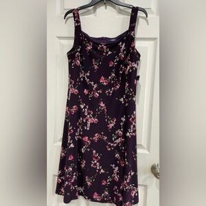 Chaps Women’s L Large Purple Dress with Flowers Sleeveless NWT